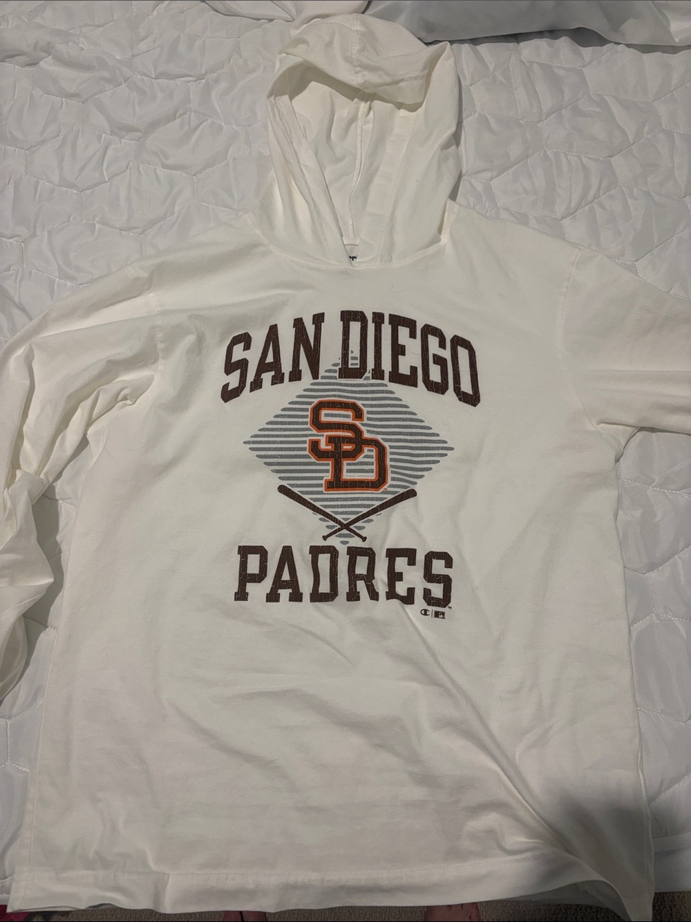 Champion White San Diego Padres Graphic Lightweight Hoodie